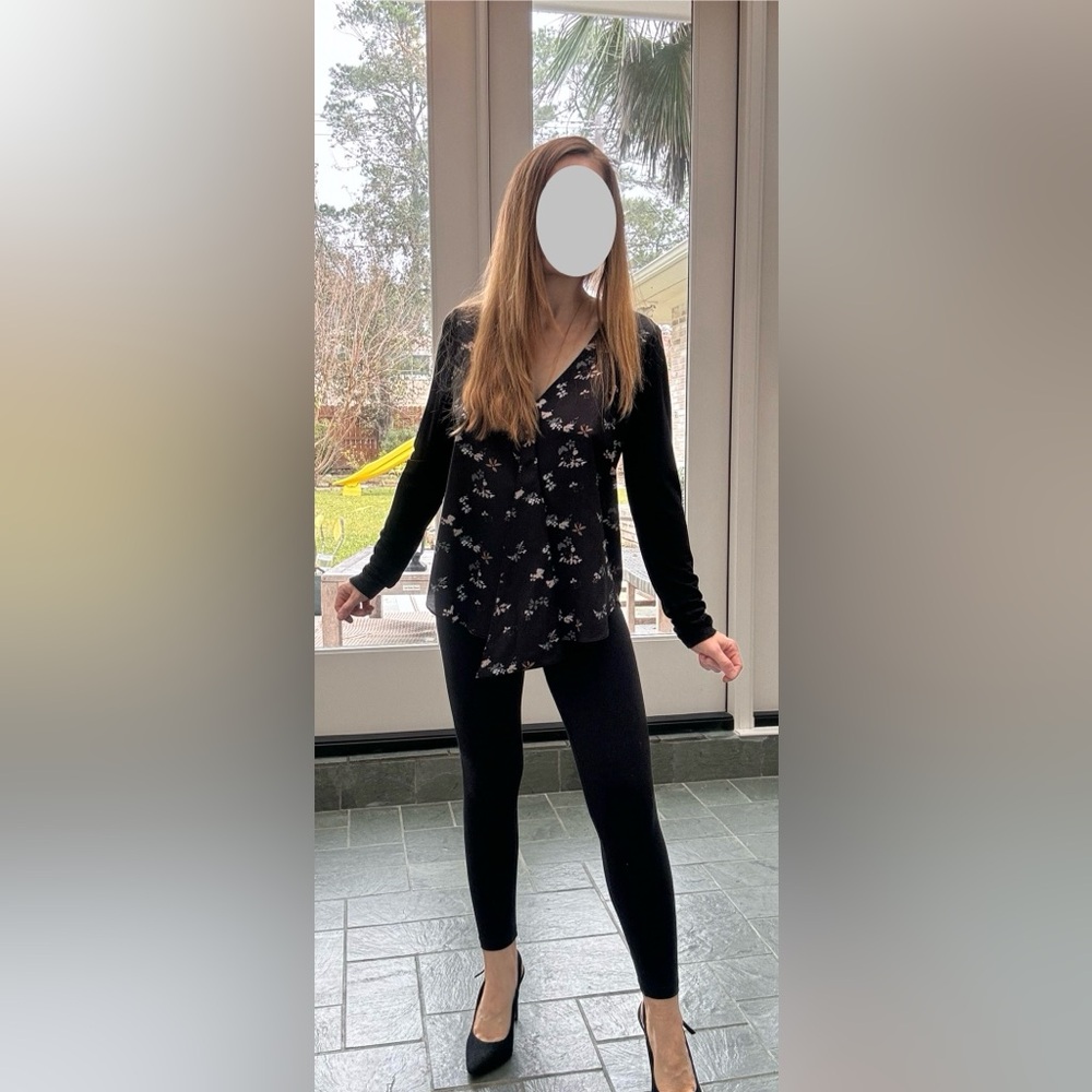Black floral blouse with floral print - Picture 3 of 6